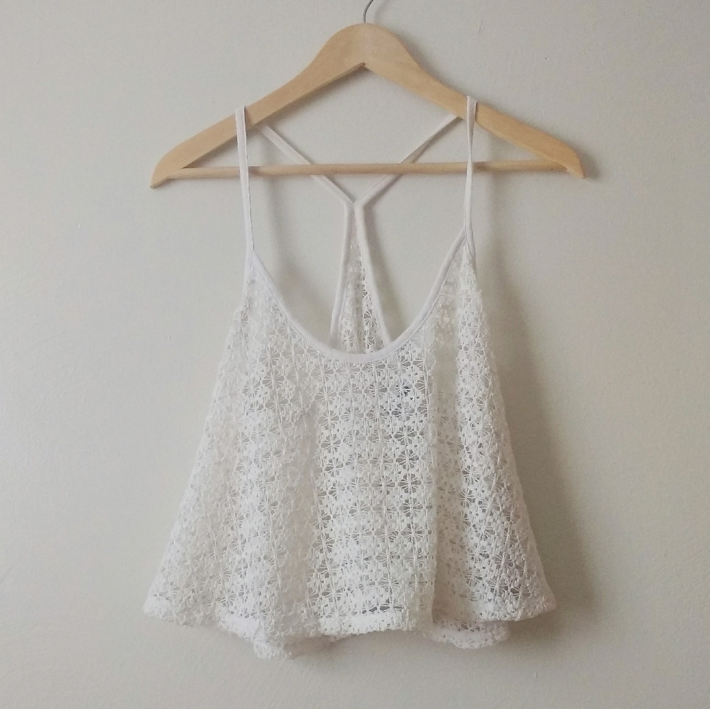 PINK Victoria's Secret Cream Crochet Halter Top